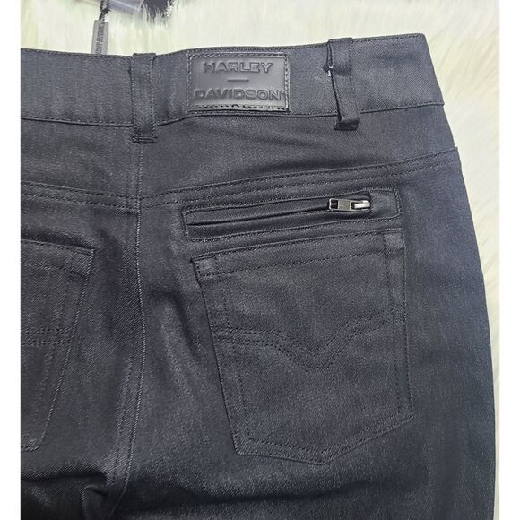 NWT|Harley Davidson Carve Black Denim Riding Pants, 30 - Picture 11 of 16